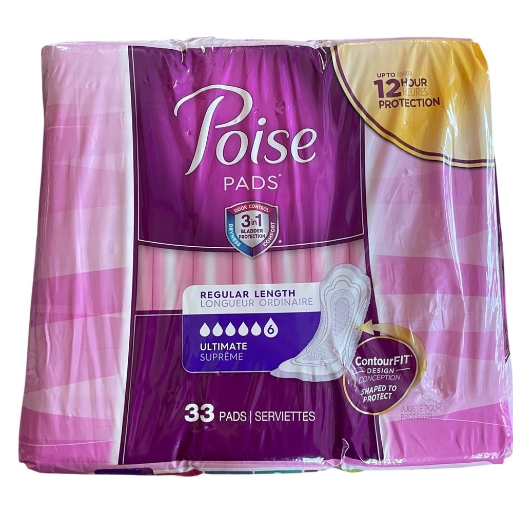 Poise Pads Ultimate Absorbency‎ Regular Length 33 Count Incontinence Protection